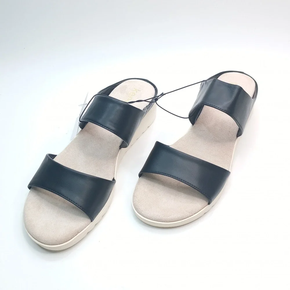 Kensie Endy Comfort Slide Women Size 10 Black Wedge Sandal KS261620